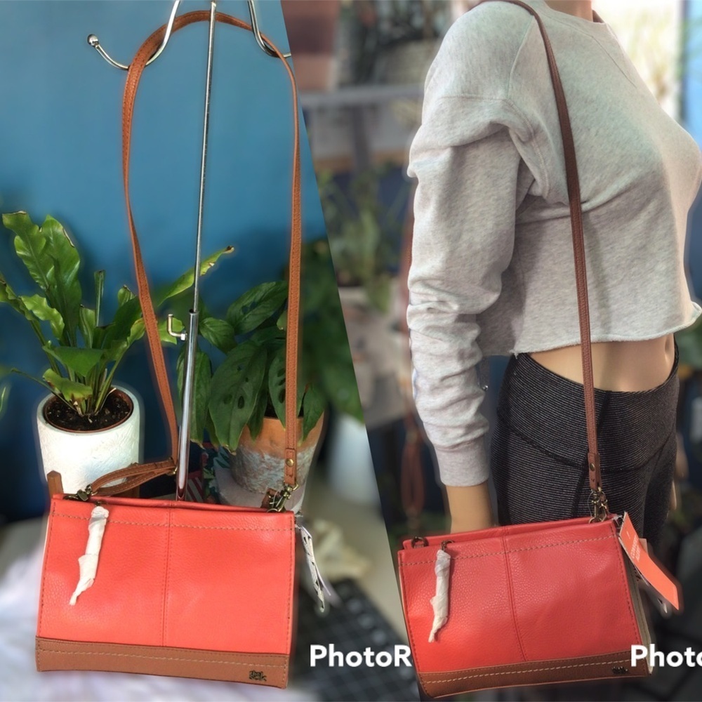 The Sak Coral and Brown Crossbody Bag - Picture 2 of 5